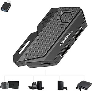 Keyboard and Mouse Adapter for Xbox Series S/Xbox Series X/Nintendo Switch/PS4/PS3/Xbox One/Xbox 360 Console Converter, Support Keyboard Mapping/Adjustable Mouse Sensitivity/Turbo