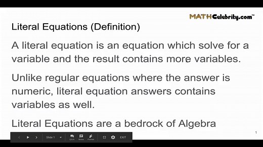 Literal Equation Calculator