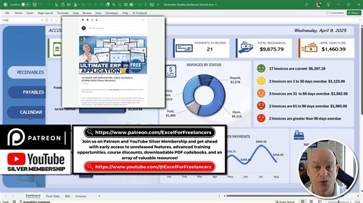 📊 Manage your receivables & payables like a pro! Track invoices, due dates, and payments — all inside Excel. 👇 Drop a comment below and I’ll send the free template straight to your DMs! | Excel For Freelancers