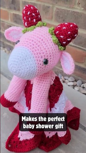 Try out this EASY Crochet Strawberry Cow Lovey Pattern today!