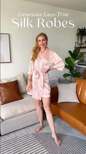 Elegance Redefined: Women's Lace-Trim Silk Robe Collection