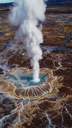 Stunning Aerial View of Epic Geyser Eruptions in Iceland 🌋✈️