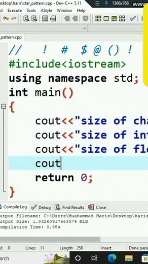size of int , char , float , double in C and C++ programing