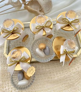 Luxury Gold Crystal Glass Wedding Favor – Personalized Mirror Tag & Elegant Ribbon Bridal Party Gift - Etsy