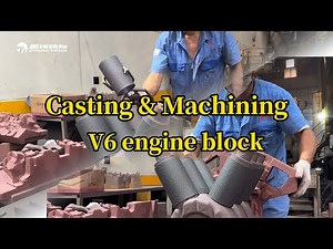 Casting & machining V6 engine block