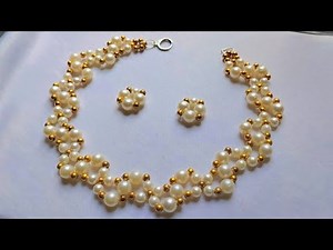 pearl necklace making at home // how to make necklace with beads // designer necklace #diy #necklace