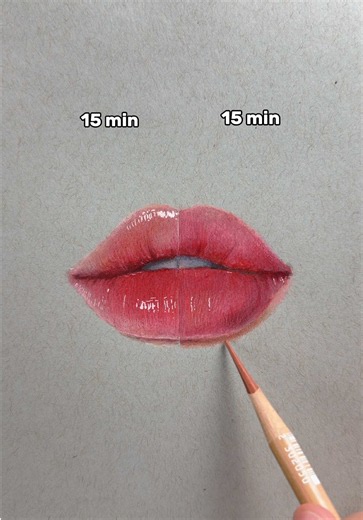 15-Minute Lips Drawing with Colored Pencils