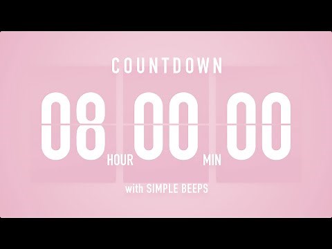 8 Hours Countdown Flip Clock Timer / Simple Beeps 🌸🔔