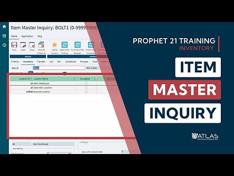 Prophet 21 Training and How To - Inventory: Item Master Inquiry