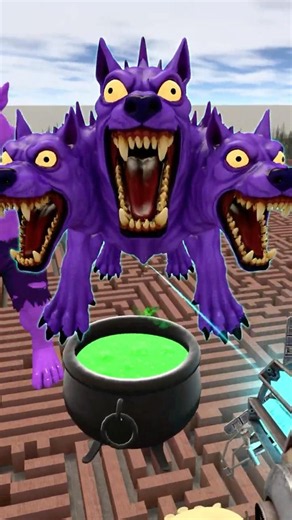 GUESS ALL SIZE ALL PEPPER THE GIANT PURPLE DOG VS TOXIC CAULDRON in MAZE MAP #gmod #shorts