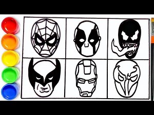 🔵🔴 How to draw Spiderman, Iron Man, Venom, Deadpool, Wolverine | Drawing and Coloring For Kids
