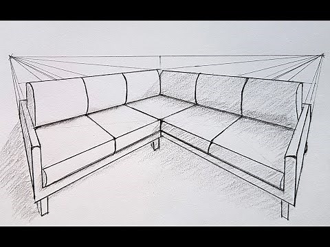 How to draw a sofa in two point perspective