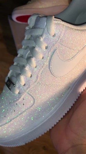 Custom White Glitter Red Bottom Airforce 1 Custom Shoe Showcase