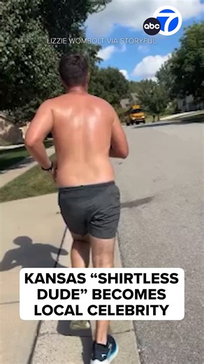 This viral video captures students in a school bus cheering on "shirtless dude." Every day, the kids on a school bus shout "Shirtless dude!" at the man during his run, according to his girlfriend Lizzie. One day, Lizzie was able to record the cheering and posted the video on her Tiktok, which now has more than 4 million views. | ABC7