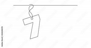 continuous line drawing of tag label number design