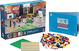 PLUS PLUS Learn to Build Set, Interlocking Mini Building Blocks, 3D Puzzle Construction Stem Toy for Kids - Sports, 380 Pieces