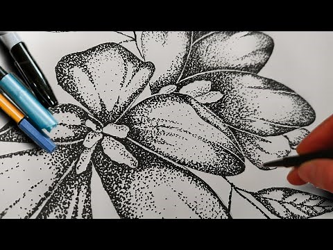 How to stipple | Stippling Art for Beginners| Stippling flowers| Easy||