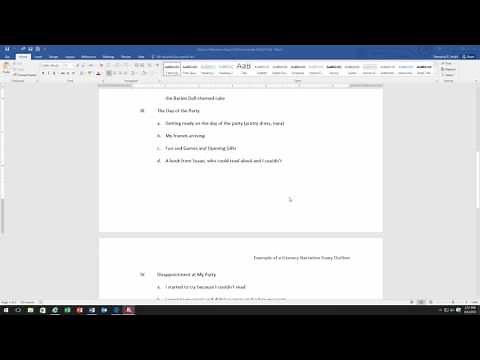 Literacy Narrative Outline Example