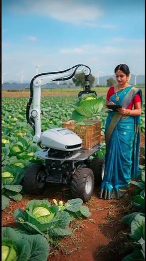 #AI Farming Robot Harvesting Cabbage Smart Agriculture in India #farmer #2025