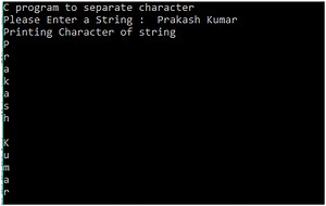 C Program to separate characters in a given String