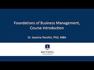 Foundations of Business Management Course Introduction