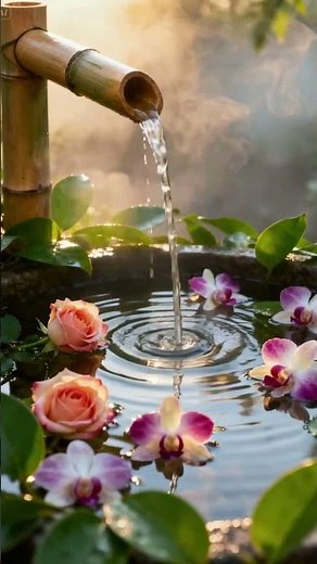 Serene Garden Fountain in Morning Light #RelaxingSounds #NatureASMR