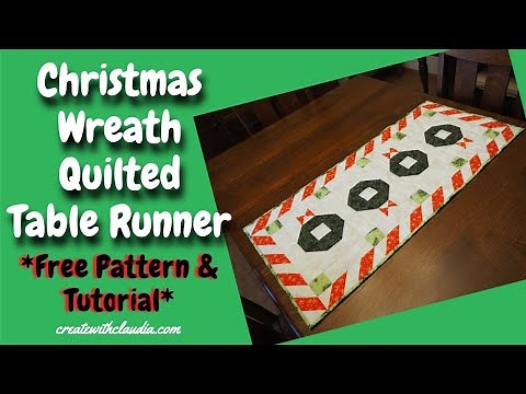 Christmas Wreath Quilted Table Runner - Free Pattern