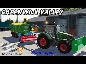 Starting a farm in Greenwich Valley | Buying equipment & a cow farm, making silage | FS19 TimeLapse