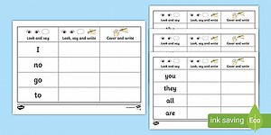 Tricky Words on Writing Practice Worksheets