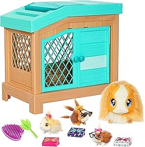 Little Live Pets Mama Surprise Guinea Pig Plush Toy, Interactive Stuffed Guinea Pig Hutch and 3 Babies, Animal Plush with 20+ Sounds, Toys for Ages 4+