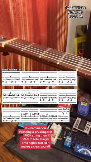 12 Bar Blues Riff on guitar in the key of A #12barblues #bluesguitar #guitartabs #guitartab | Jamparkguitar
