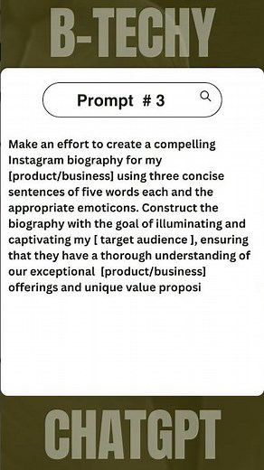 ChatGPT Prompt # 3 | How to write an Instagram bio with Chatgpt | Business Instagram bio |