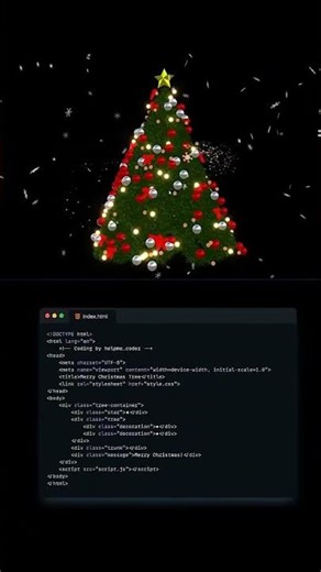 Merry christmas tree! animation using HTML,CSS and JavaScript. #coding #webdevelopment | CODE GENUS