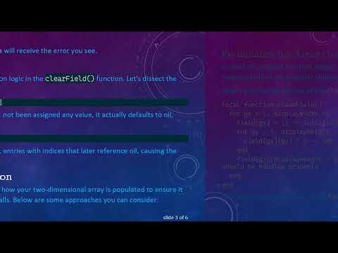 Solving the Nil Value Error When Reading a Two-Dimensional Table in Lua