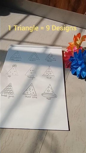 Triangle → 9 Easy Designs ✨ | Simple Doodle Ideas for Beginners #diywithshona #doodleart #shorts
