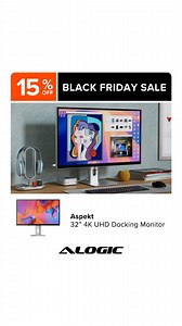  BLACK FRIDAY SALE — 15% OFF!  Meet the Alogic Aspekt 32″ 4K Docking Monitor — your all-in-one display solution for power, clarity & productivity ⚡  4K UHD resolution for brilliant detail  145W USB-C docking & charging — power your laptop + peripherals  Integrated docking station = fewer cables, cleaner desk  Perfect for professionals, creators, and multitaskers Transform your workspace today  Shop now — 15% OFF ends soon! ⏰ | ALOGIC | Facebook