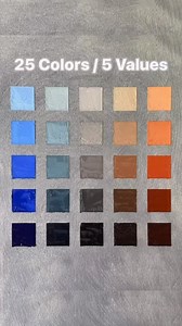 14K views · 174 reactions | Color theory navigation: ↕️ Value: spectrum of light & dark ↔️ Chroma: spectrum of saturation  Hue:  This chart shows variations in value and chroma within a single Hue. Pigments used: White ⚪️ Red Oxide  Ultramarine Blue  | Ken Goshen | Facebook