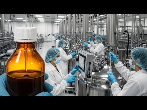 How medical syrups are mixed, filled, and packed | Millions $ Project in Pharmaceutical Factory