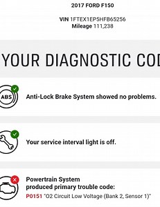 P0151 code O2 Circuit Low Voltage (Bank 2 Sensor 1) - Ford F150 Forum - Community of Ford Truck Fans