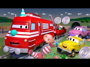 キャンディーカー The Candy Car 🚄カーシティーにいる、列車のトロイと l 子供向けトラックアニメ Train Cartoons for Children in Japanese