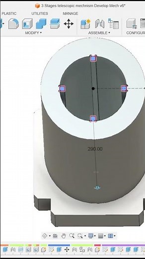 Telescopic Multi-Stage Mechanism in Fusion-360 | PART-14| Shorts | DEVELOPMECH