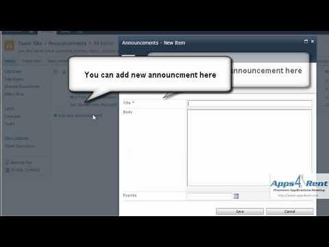 How to SharePoint: How to make announcements in SharePoint Foundation 2010 Team Site