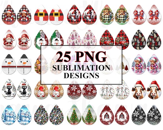 Christmas Teardrop Earring Designs: Sublimation PNG Bundle (digital Download) - Etsy Australia