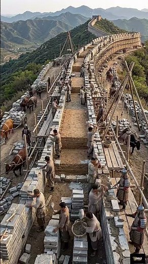 This is how Wall of China was built|Ancient Engineering Timelapse #greatwallofchina #china #aivideo
