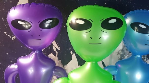 3 Inflatable Alien - Pack of 3 Jumbo - Green, Purple and Blue Inflate Martian Aliens Toy for All Ages, Great for Halloween Party Decorations and Birthday, Area 51-32" x 12"