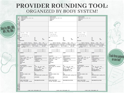 Provider Rounding Template: Patient Hand-off Tool (PDF) - Etsy