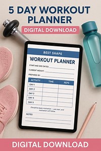 Printable 5-day Workout Planner: Fitness & Weight Loss Tracker (digital PDF) - Etsy Australia
