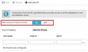 Configuring the Azure SQL Database Firewall