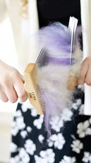 29K views · 246 reactions | Blending fibers is the perfect way to use bits of wool that aren’t enough for a project on their own. This scrap of purple blended with white wool from Hedwig made just the right soft lavender color I was after. Wool combs aren’t the fastest blending tool, but they do produce lovely results. | Cedar Hill Fiber Farm | Facebook