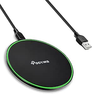 Pocxwa Wireless Charger, 15W Fast Wireless Charging Pad Compatible with Samsung Galaxy S25 Ultra S24 Plus S23 S22 S21 S20 S10 S9 S8, iPhone 16 15 14 13 12 11 XR X, Google Pixel 9 8 7, LG G7 G8 ThinQ